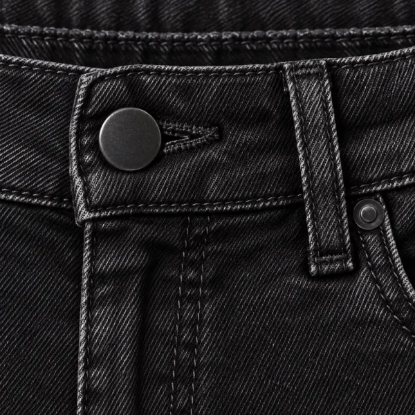 Jean Crom skinny de tiro alto, negro — detalle